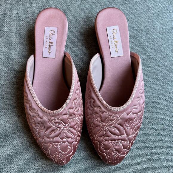 OLIVIA MORRIS AT HOME Poppy open-back satin slippers - Picture 2 of 13